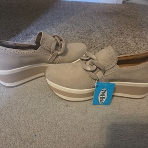 Mad Love Beige Wedge Shoes with Comfort Fit